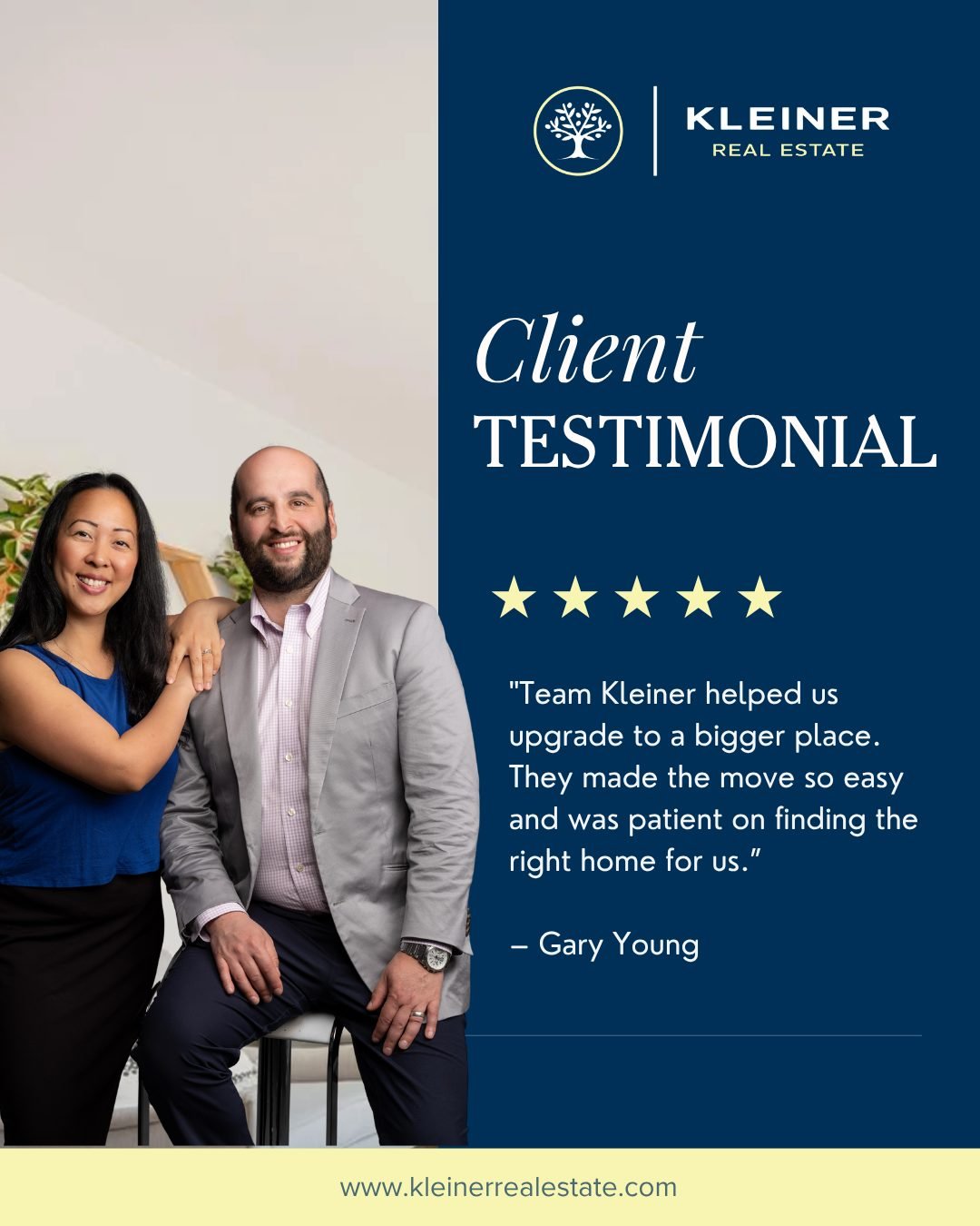 Nothing makes us happier than helping our clients take that next big step in their real estate journey. 🏡✨A huge thank you to Gary Young for trusting Team Kleiner to help upgrade your family to a bigger place! We know that finding the perfect home requires patience, and we are so incredibly grateful for the opportunity to guide you through the process and make the entire transition as smooth and stress-free as possible.📩 DM us today to chat about your real estate goals, or click the link in our bio to browse current listings! ⁣
⁣
#TeamKleiner #ClientTestimonial #RealEstateGoals